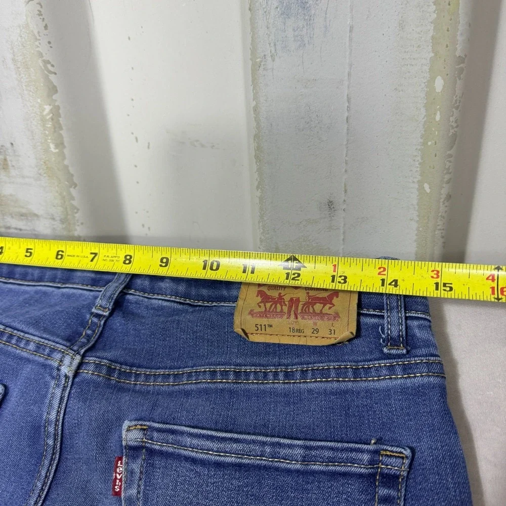 Levi's 511 Mens Straight Jeans Blue Denim‎ 5-Pocket Classic Whiskering Size 18R